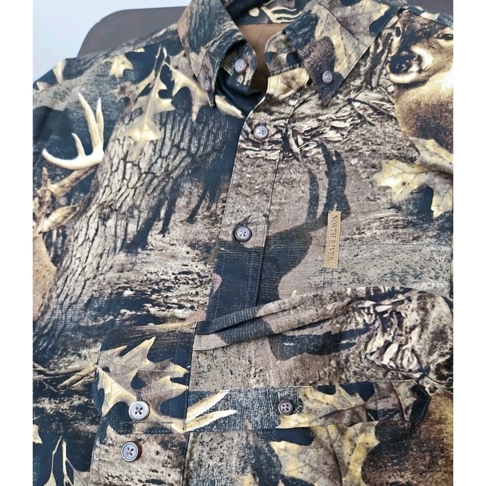 North River Deer Buck Hunting Shirt Mens Medium Outdoorsman Long Sleeve